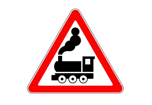Eisenbahnschild «Bahnübergang ohne Schranke»