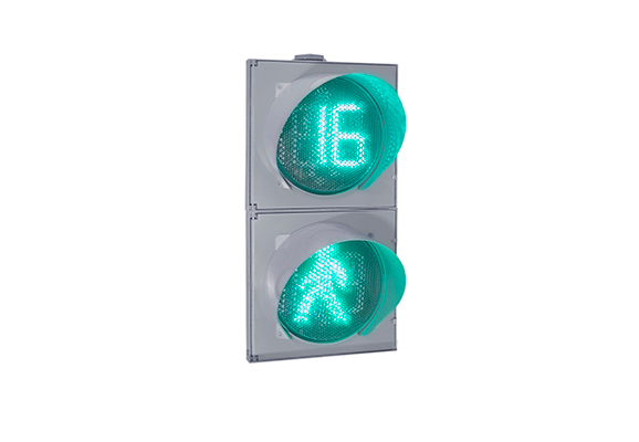 Fußgängerampel П.1.1 (P.1.1) mit grüner Countdown-Tafel mit programmierbarem Fußgänger-Soundsystem (Raumgehäuse)