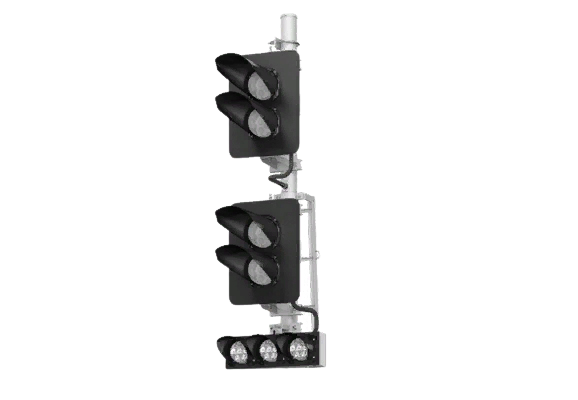 4-units LED high colour light signal 17967-00-00 with a speed indicator, a route indicator and a calling-on signal 