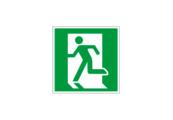 Эвакуационный знак «Выход здесь» (правосторонний) (100х100 мм)