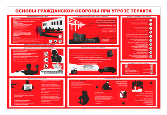 Стенд информационный «Основы гражданской обороны при угрозе теракта»