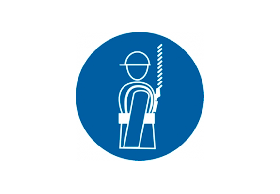 Предписывающий знак «Работать в предохранительном (страховочном) поясе» (100х100 мм)