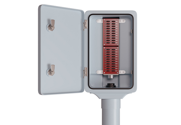 Диэлектрическая стойка коммутационной перегонной связи упрощенная ДСКПСУ ТС 04-02-01 с магистральным боксом БММ 2-1