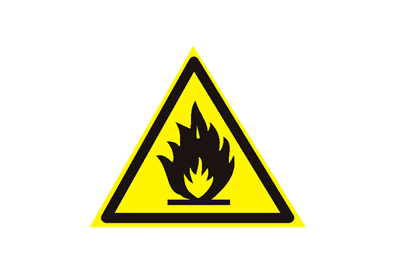 Предупреждающий знак безопасности «Пожароопасно. Легковоспламеняющиеся вещества» (100х100 мм)