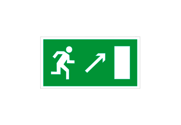Эвакуационный знак «Направление к эвакуационному выходу направо вверх» (100х100 мм)
