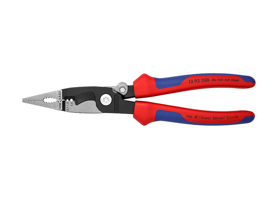 Клещи электромонтажные VDE, 6-в-1, 200 мм, защёлка-собачка, хром, 2-компонентные диэлектрические ручки