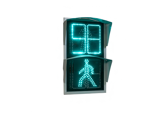 Пешеходный светофор П.1.2 с табло обратного отсчета времени красного и зеленого сигнала, анимацией и программируемым УЗСП (монолитный корпус)