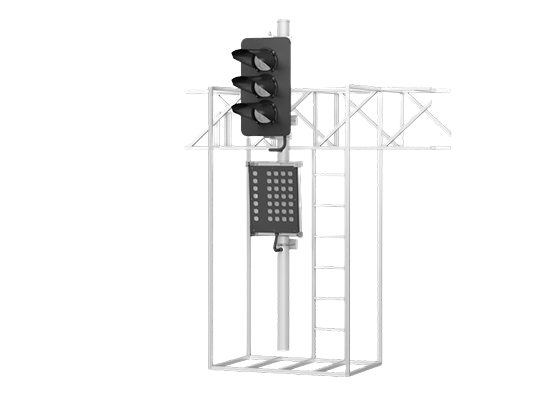Светофор трехзначный светодиодный 17665-00-00 с маршрутным указателем на мостиках и консолях