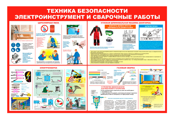 Стенд информационный «Техника безопасности электроинструмент и сварочные работы»