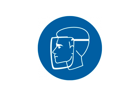 Предписывающий знак «Работать в защитном щитке» (100х100 мм)