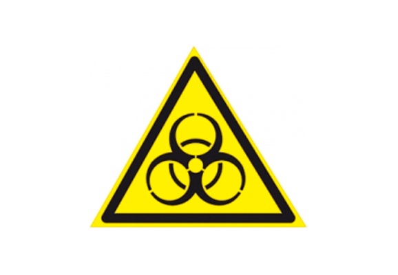 Предупреждающий знак безопасности «Осторожно. Биологическая опасность» (100х100 мм)