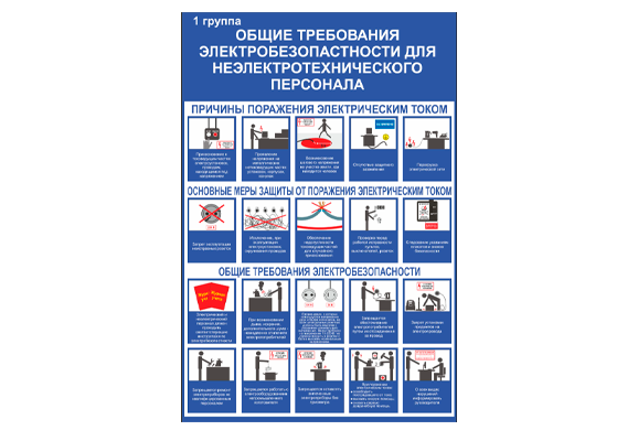 Стенд информационный «Общие требования электробезопасности для неэлектрического персонала»