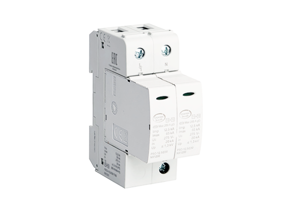 Устройство защиты от импульсных перенапряжений УЗИП 2-полюсный, класс I+II, L-N-PE, 12,5 кA