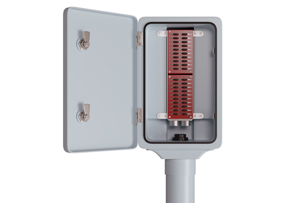 Диэлектрическая стойка коммутационной перегонной связи упрощенная ДСКПСУ ТС 04-02-01 с магистральным боксом БММ 2-2