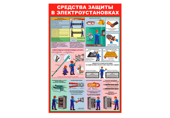 Стенд информационный «Средства защиты в электроустановках»
