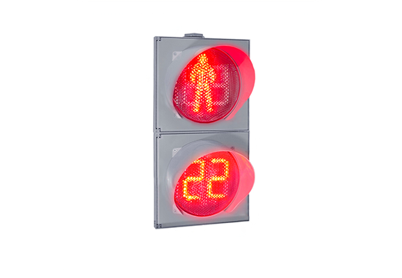 Fußgängerampel П.1.1 (P.1.1) mit grüner und roter Countdown-Tafel, Animation mit programmierbarem Fußgänger-Soundsystem (Raumgehäuse)