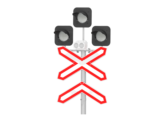 Warnlichtsignal SP3-2 17258-00-00 mit dem Hörmelder IAR mit Reservehaltung für Eisenbahnüberwege, Klimakategorie «U»