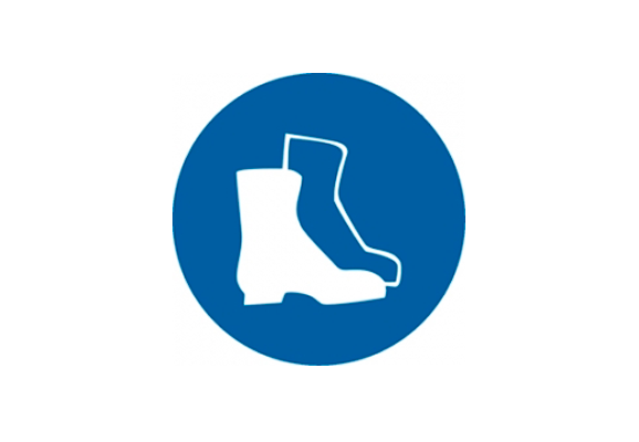 Предписывающий знак «Работать в защитной обуви» (100х100 мм)