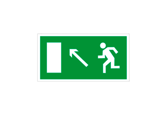 Эвакуационный знак «Направление к эвакуационному выходу налево вверх» (100х100 мм)