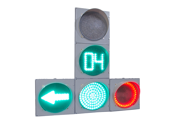 Verkehrslichtsignal Т.1.пл.2 (Т.1.pl.2) mit Zeit-Countdown-Tafel (Flachgehäuse)