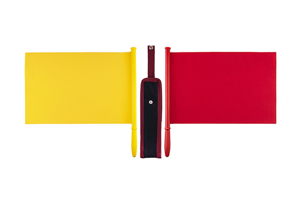 Сигнальные флажки железнодорожные на пластиковых ручках  красного и желтого цвета в чехле