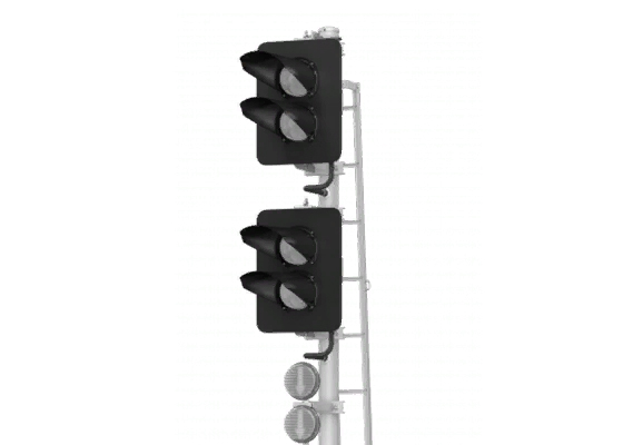 4-units LED high colour light signal 17944-00-00 TU32 СSHCH 2141-2009 with a shielding unit