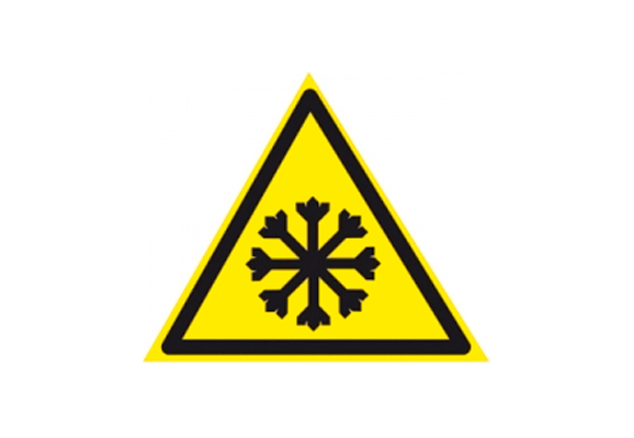 Предупреждающий знак безопасности «Осторожно. Холод» (100х100 мм)