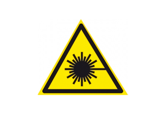 Предупреждающий знак безопасности «Опасно. Лазерное излучение» (100х100 мм)