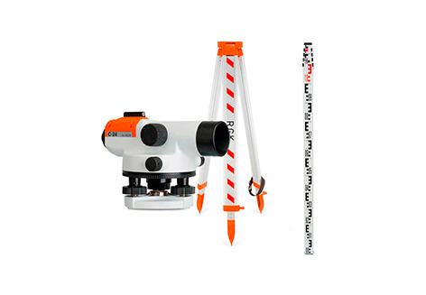 Комплект оптический нивелир RGK C-24 с поверкой, штатив S6-N, рейка AMO S5
