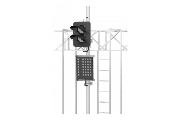 Светофор двузначный светодиодный 17663-00-00 с маршрутным указателем на мостиках и консолях