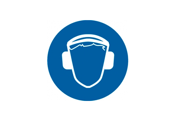 Предписывающий знак «Работать в защитных наушниках» (100х100 мм)