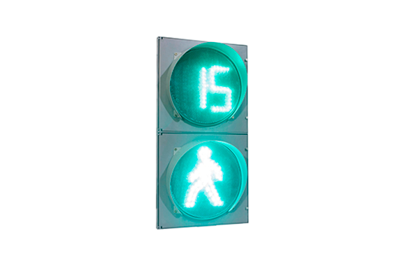 Fußgängerampel П.1.2 (P.1.2) mit grüner Countdown-Tafel mit programmierbarem Fußgänger-Soundsystem (Flachgehäuse)