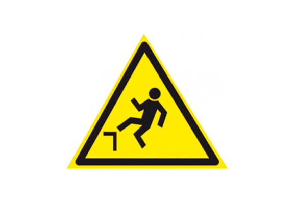 Предупреждающий знак безопасности «Осторожно. Возможность падения с высоты» (100х100 мм)