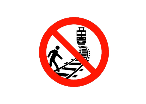 Railway sign «No walking on the tracks»