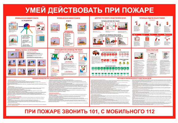 Стенд информационный «Умей действовать при пожаре»