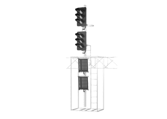 Светофор шестизначный светодиодный 17962-00-00 с двумя маршрутными указателями на мостиках и консолях