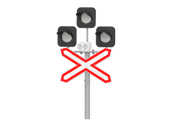 Warnlichtsignal SP3-1 17258-00-00 mit dem Hörmelder IAR mit Reservehaltung für Eisenbahnüberwege, Klimakategorie «U»