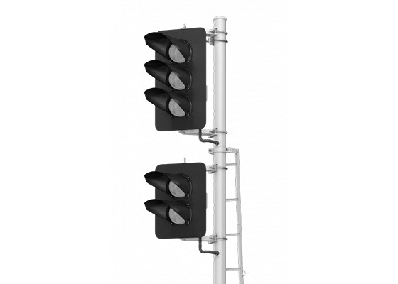 5-units LED high colour light signal 17969-00-00 with a route indicator and a calling-on signal