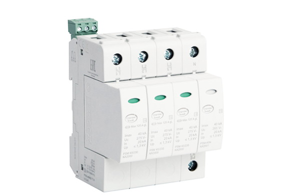 Устройство защиты от импульсных перенапряжений УЗИП 4-полюсный, класс II, L1-L2-L3-N-PE, 40 кА с удаленным контролем
