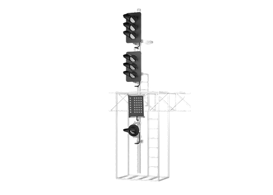 Светофор шестизначный светодиодный 17963-00-00 с маршрутным указателем и пригласительным сигналом на мостиках и консолях