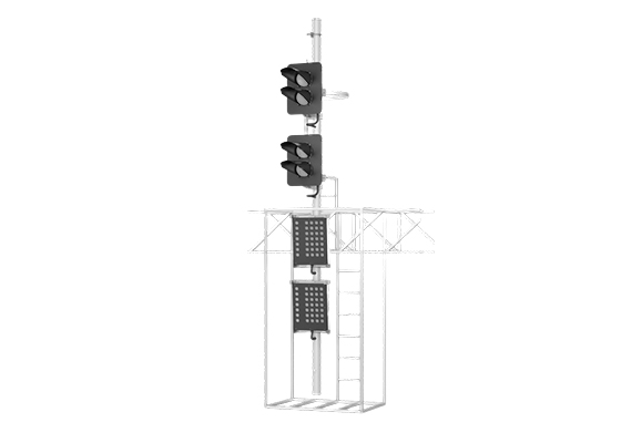 Светофор четырехзначный светодиодный 17960-00-00 с двумя маршрутными указателями на мостиках и консолях