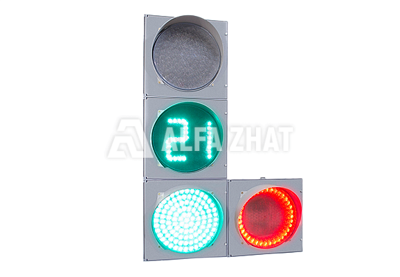 Кері уақыт санағы таблосынан Т.1.п.2 көлік бағдаршамы (жалпақ корпус)