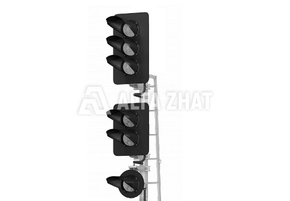 5-units LED high colour light signal 17970-00-00 with a calling-on signal and a shielding unit