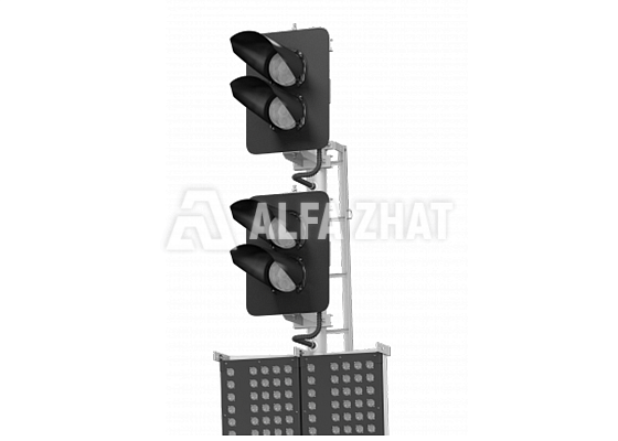 LED-Vierzeichensignalisation Mastlichtsignal 17953-00-00 TU32 ZSCH 2141-2009 mit 2 Fahrtrichtungsanzeigern und einem Transformerkasten LED-Vierzeichensignalisation Mastlichtsignal 17953-00-00 TU32 ZSCH 2141-2009 mit 2 Fahrtrichtungsanzeigern und einem Transformerkasten