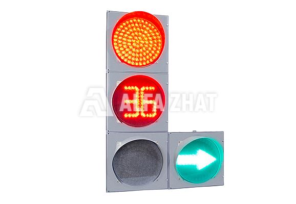 Кері уақыт санағы таблосынан Т.1.п.2 көлік бағдаршамы (жалпақ корпус)