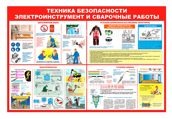 Стенд информационный «Техника безопасности электроинструмент и сварочные работы»
