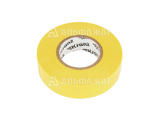 Изолента ПВХ профессиональная KRANZ 0,18х19 мм, 20 м, желтая упаковка (10 роликов)