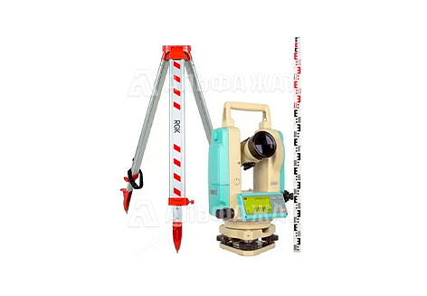 Комплект теодолит RGK T-02 (лазерный отвес) с поверкой, штатив, рейка