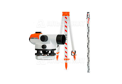 Комплект оптический нивелир RGK C-24 с поверкой, штатив S6-N, рейка RGK TS-7