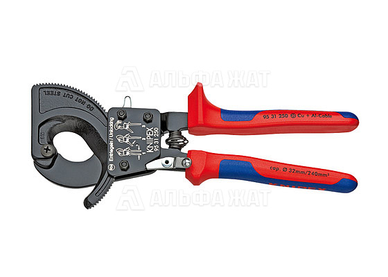 Кабелерез с трещоткой, 32 мм (240 мм², MCM 500), длина 250 мм